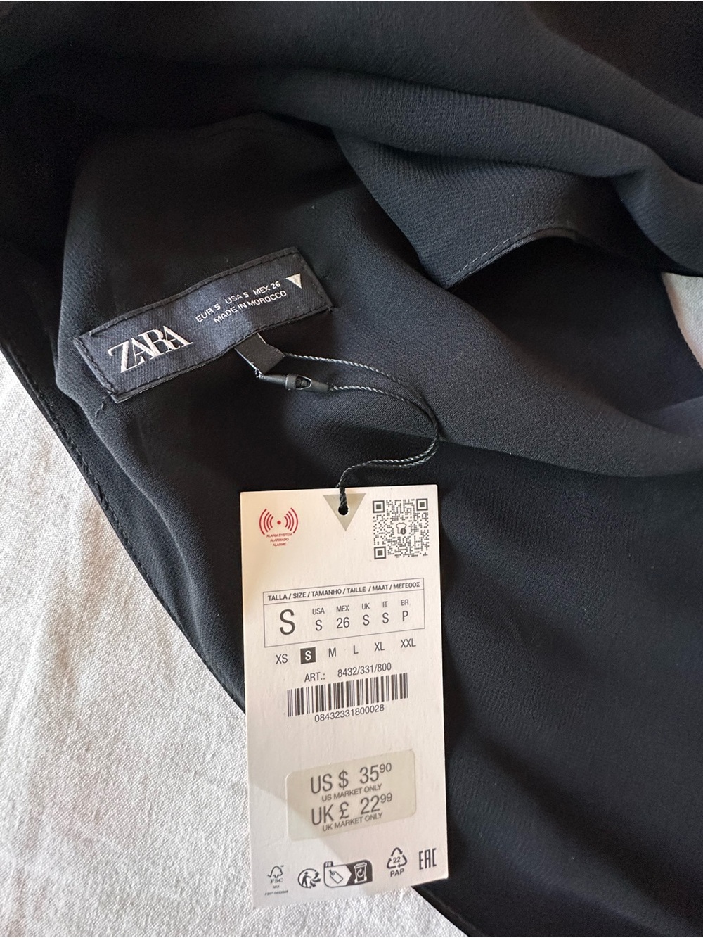 Zara - Black Satin Effect Reversible Blouse (size S) NWT - Picture 3 of 5